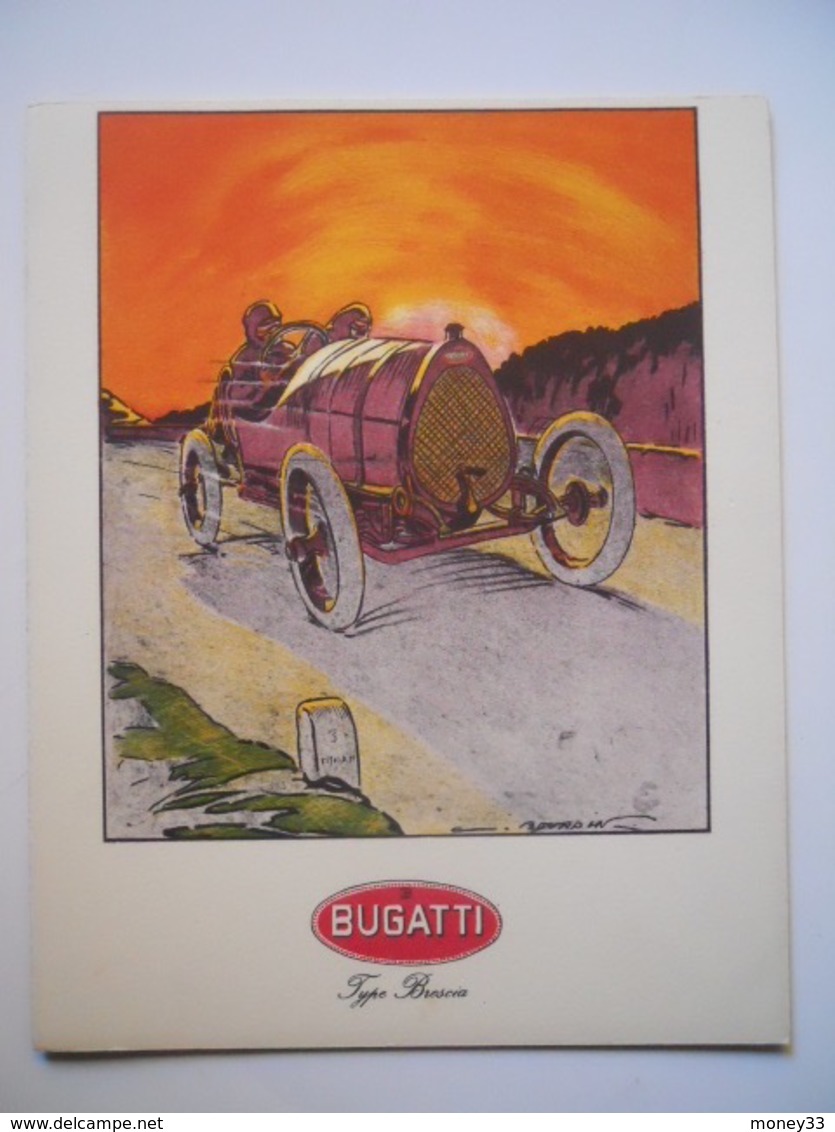 Carte De Voeux 1968 Avec Illustration Bugatti Type Brescia Par Georges Bourdin - Autres & Non Classés