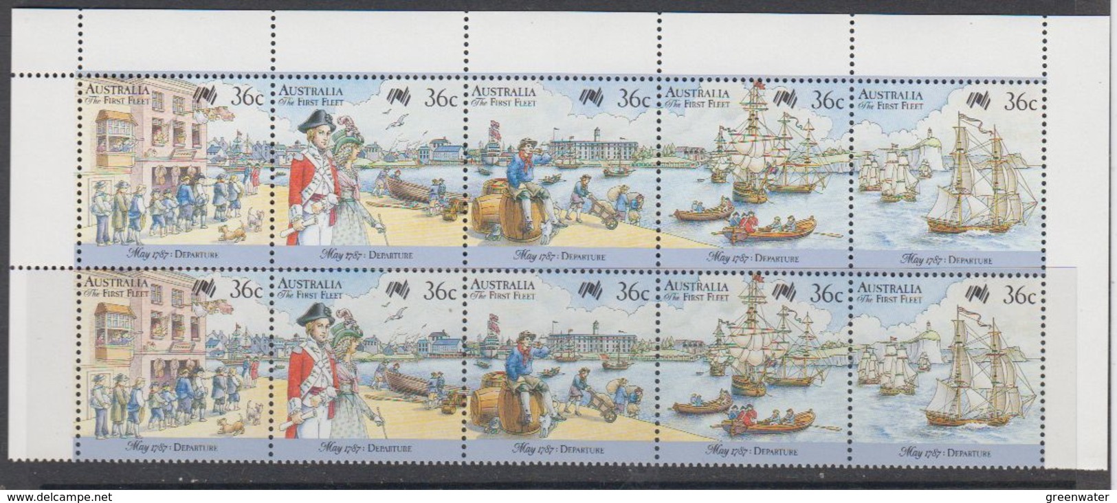 Australia 1987 First Fleet / Departure Strip Of 5 (pair) ** Mnh (44231) - Nuevos