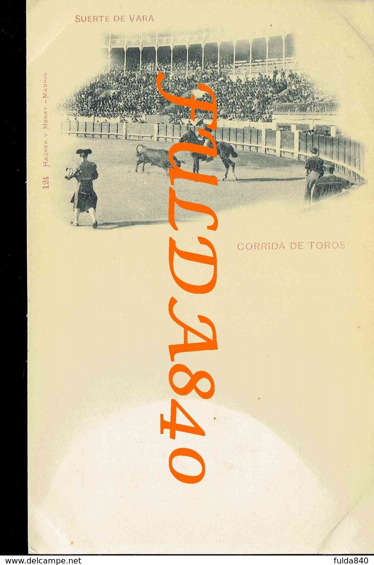 CPA.  *EL ARRASTRE* *SUERTE DE VARA*  VERS 1898*  .*. - Corrida