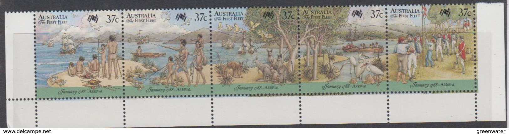 Australia 1988 First Fleet / Arrival Strip Of 5 ** Mnh (44232) - Neufs