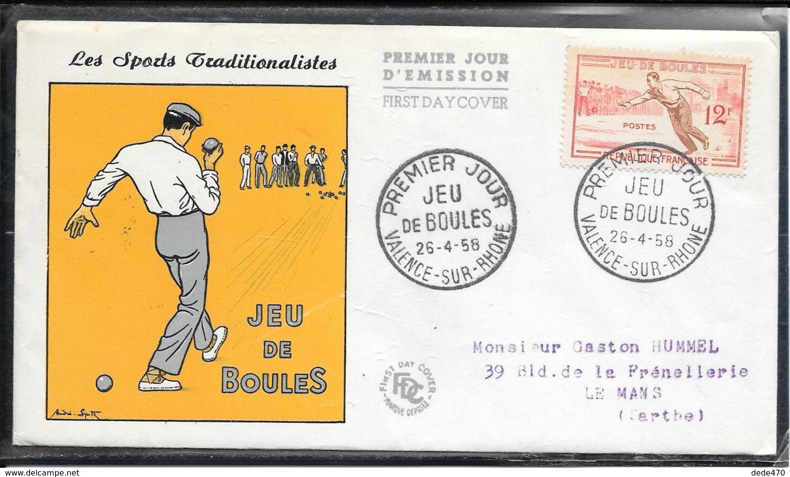 FDC 1958 1161 Jeux Traditionnels: JEU DE BOULES - 1950-1959