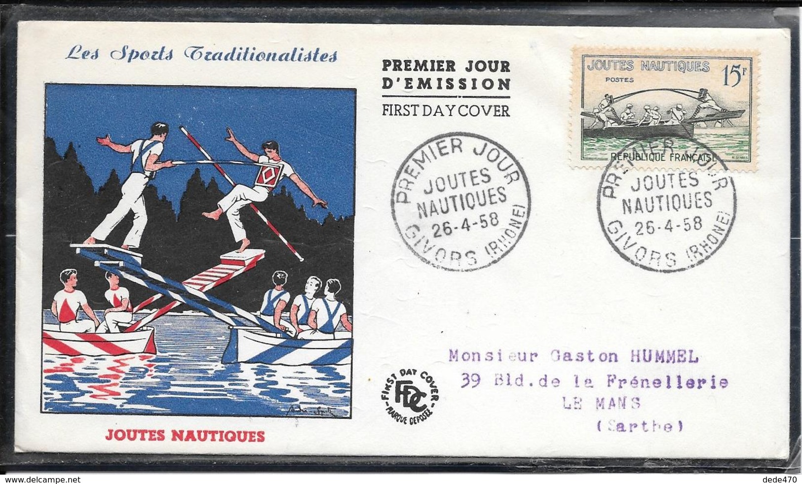 FDC 1958 1162 Jeux Traditionnels: JOUTES NAUTIQUES - 1950-1959