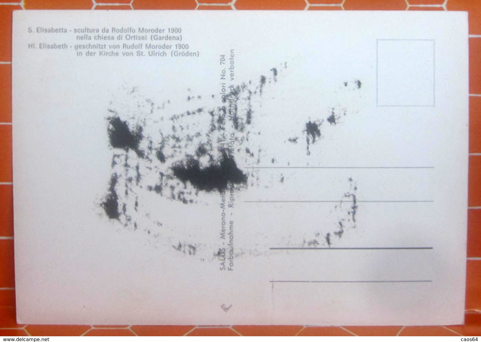 S. ELISABETTA Scultura Di Moroder Chiesa Di Ortisei Cartolina Non Viaggiata - Quadri, Vetrate E Statue