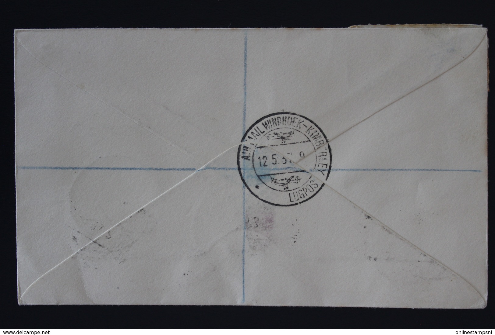 South West Africa Registered Airmail Cover Windhoek _> Kimberley -> London 4x Pair Putzel 44 2x Airplane In Cancel RR - Africa Del Sud-Ovest (1923-1990)