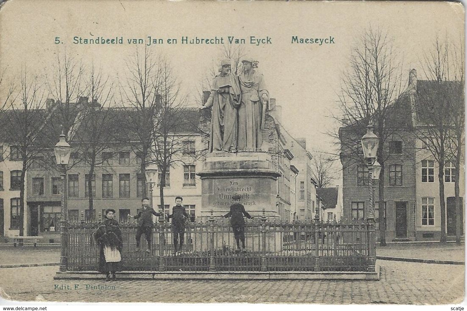 Maeseyck.   -   Standbeeld Van Jan En Hubrecht Van Eyck.  -  1914   Naar   Bruxelles - Maaseik