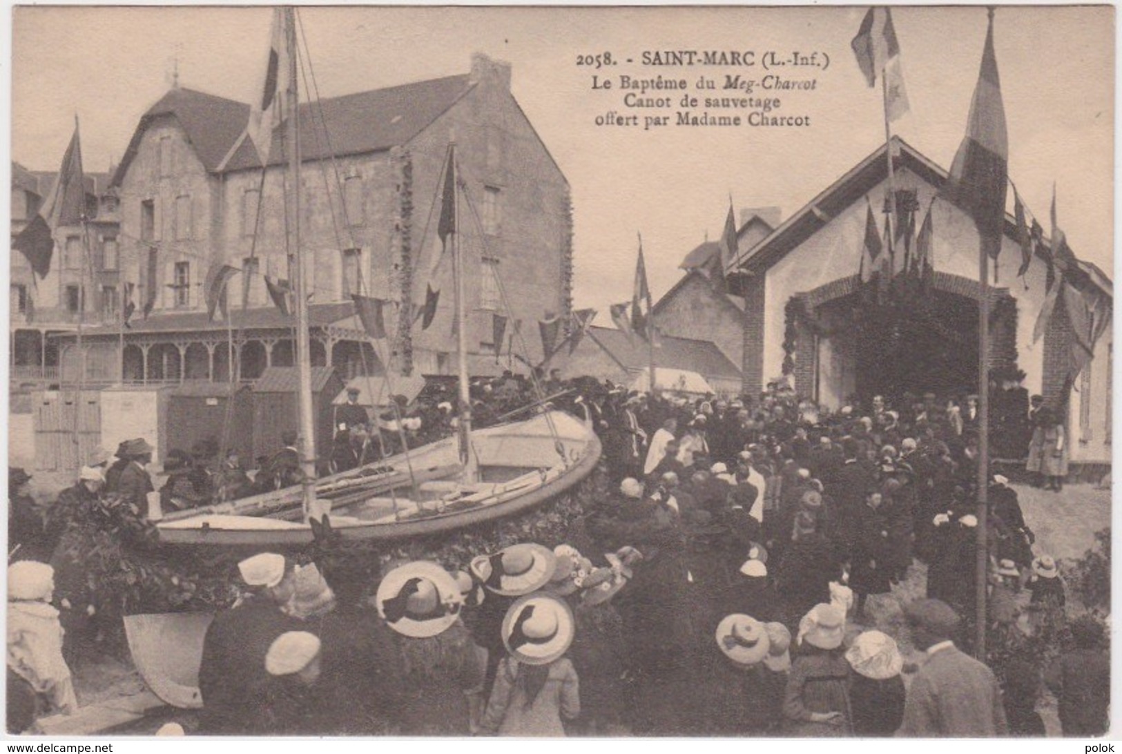 Bw - Cpa SAINT MARC- Le Baptême Du Meg-Charcot, Canot De Sauvetage Offert Par Madame Charcot - Saint Nazaire