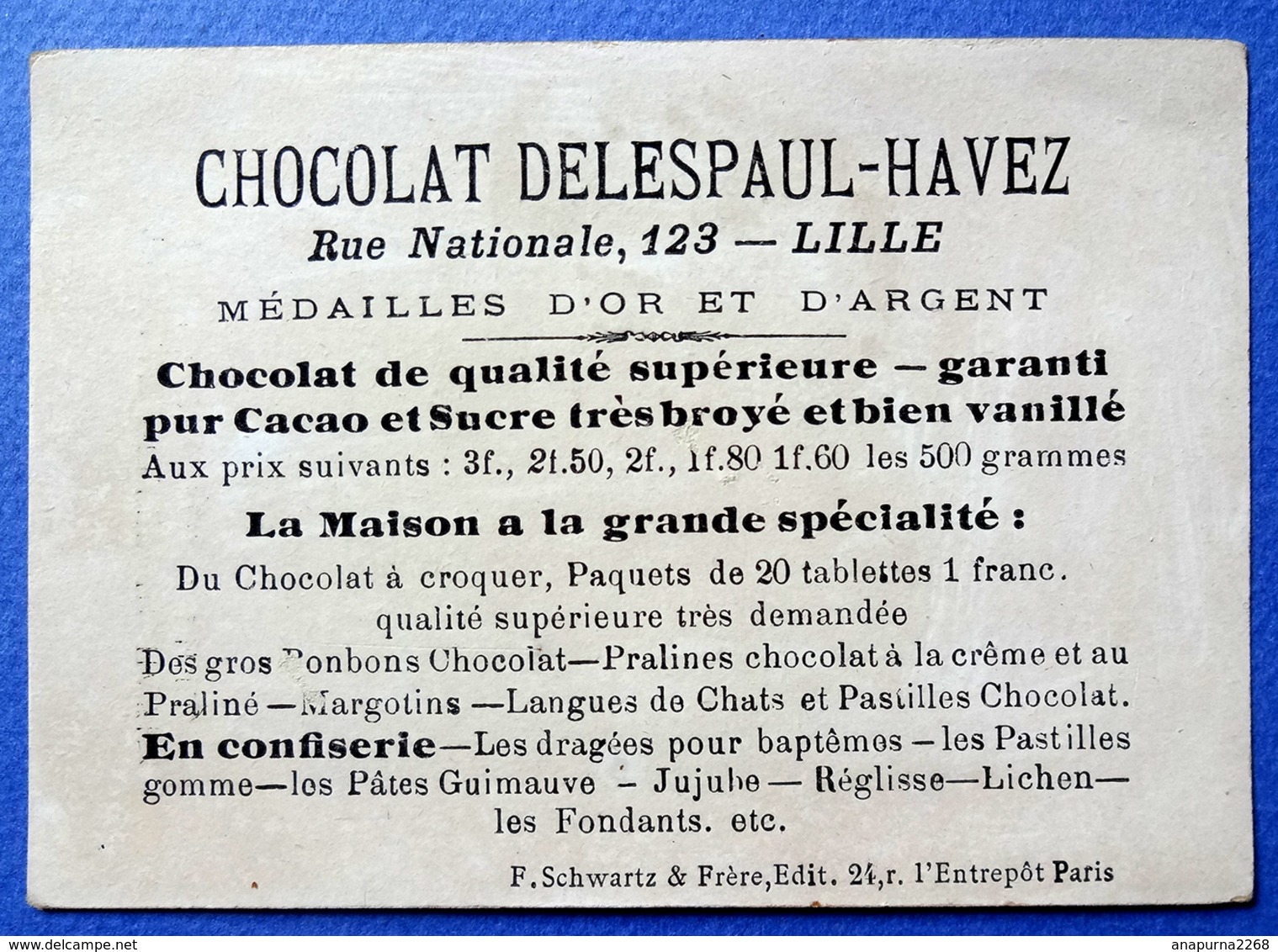 CHROMO ..CHOCOLAT DELESPAUL-HAVEZ...LILLE....COUPLE QUI JOUE A COLIN MAILLARD - Autres & Non Classés