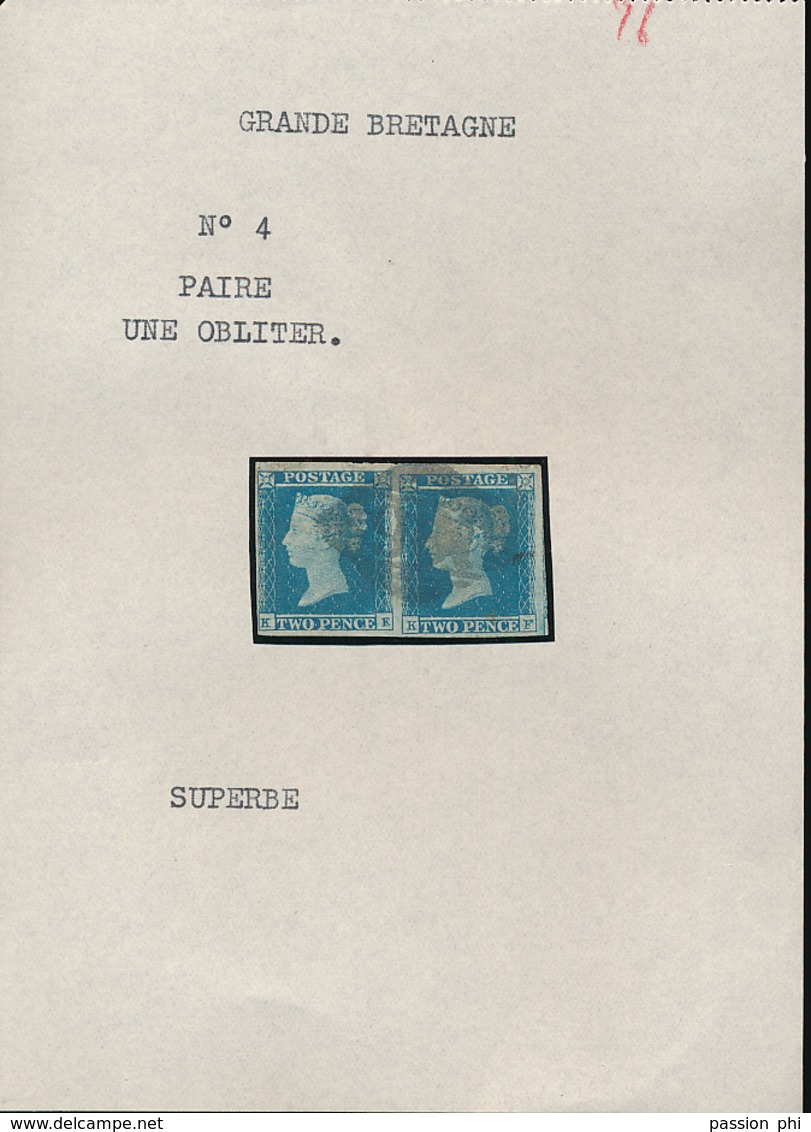 GREAT BRITAIN YVERT 4 VERY NICE PAIR USED - Oblitérés