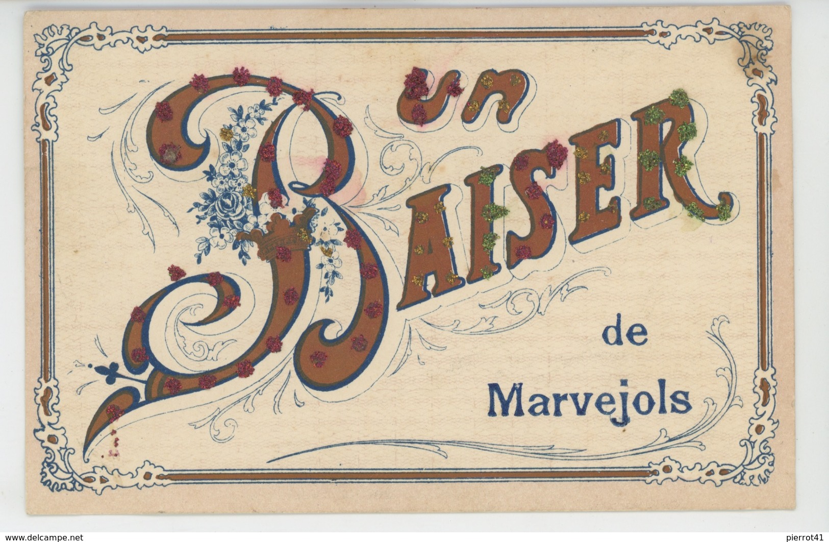 MARVEJOLS - Jolie Carte Fantaisie Avec Paillettes "Un Baiser De MARVEJOLS " - Marvejols