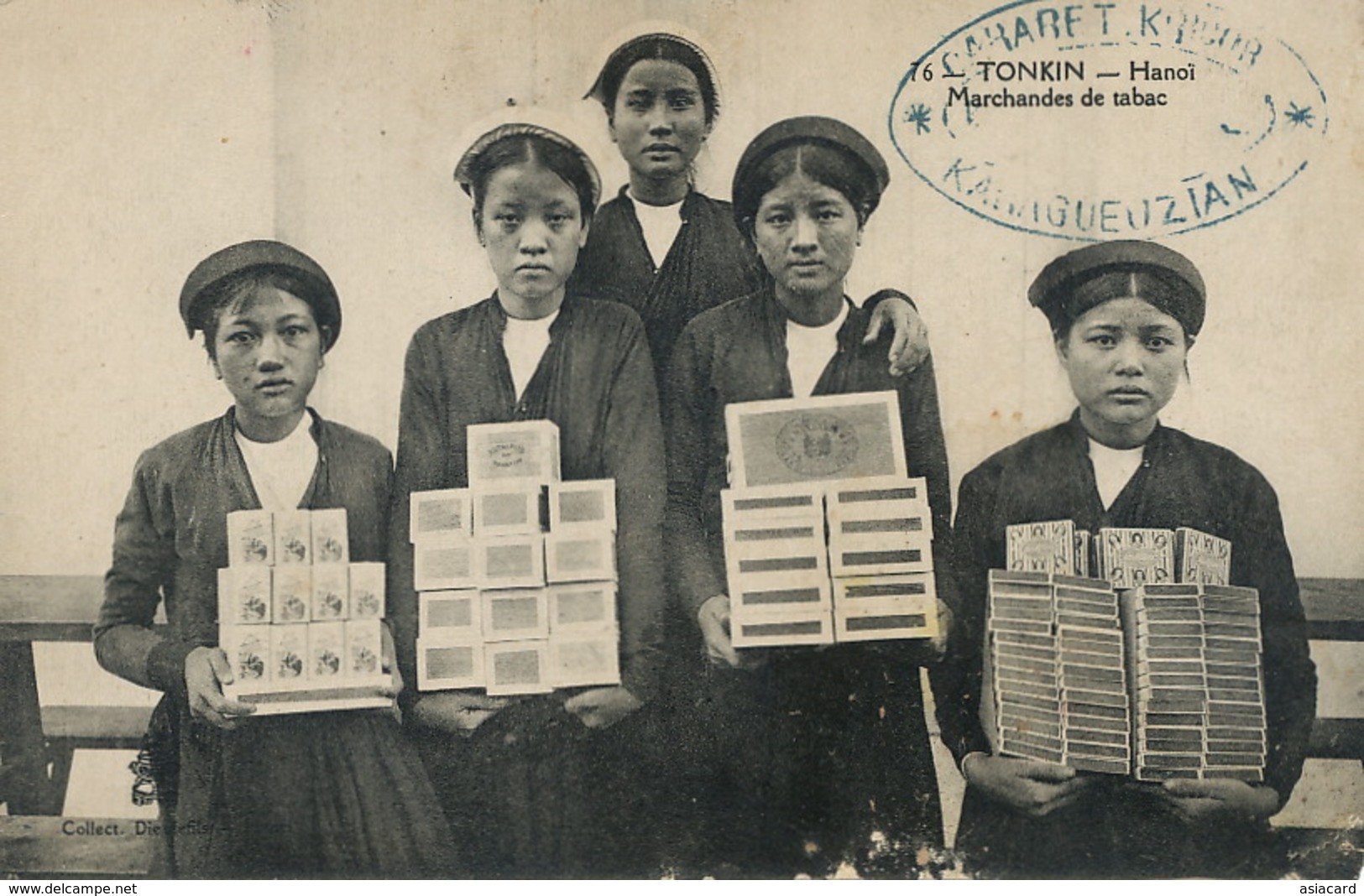 Cararet Karagueuzian Card Witten In Armenian . Tobacco Sellers In Hanoi - Arménie