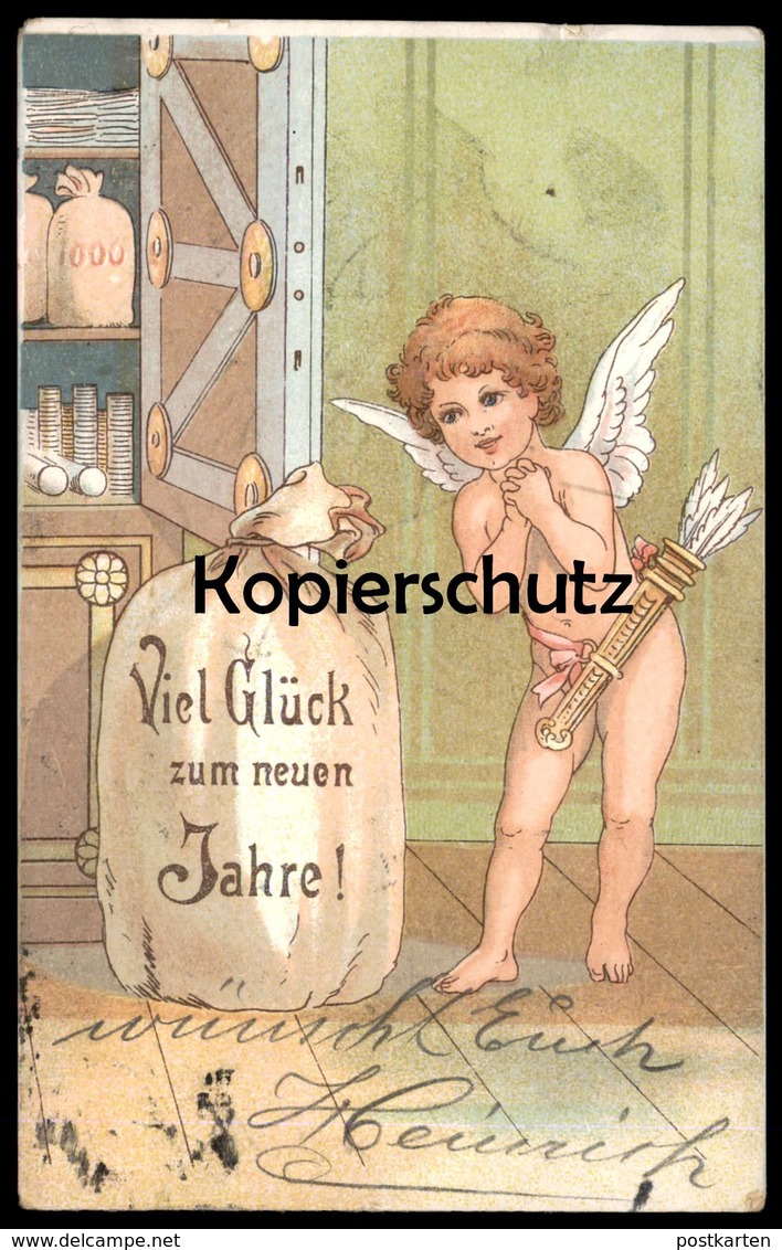 ALTE POSTKARTE ENGEL ANGEL ANGE AMOR AMOURS PFEIL UND BOGEN LIEBESPFEIL TRESOR Geld Safe Nude Cpa Ansichtskarte Postcard - Angels