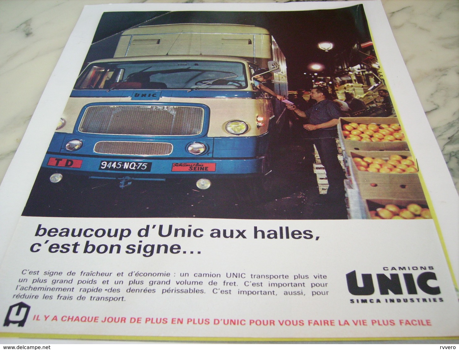 ANCIENNE PUBLICITE UN BON SIGNE LES CAMIONS  UNIC  1963 - Camion