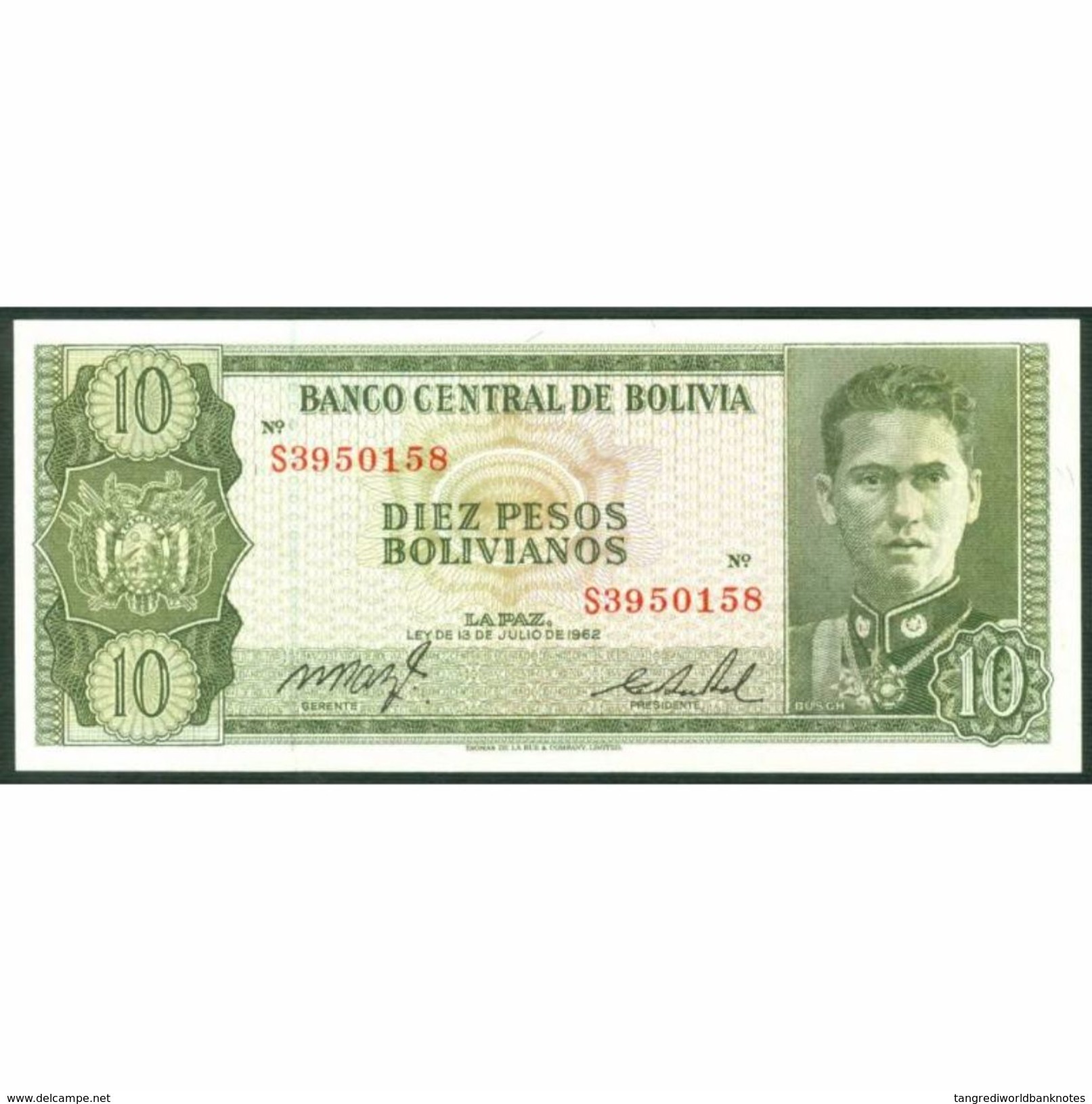 TWN - BOLIVIA 154q - 10 Pesos Bolivianos 13.7.1962 Serie S3 UNC - Bolivia