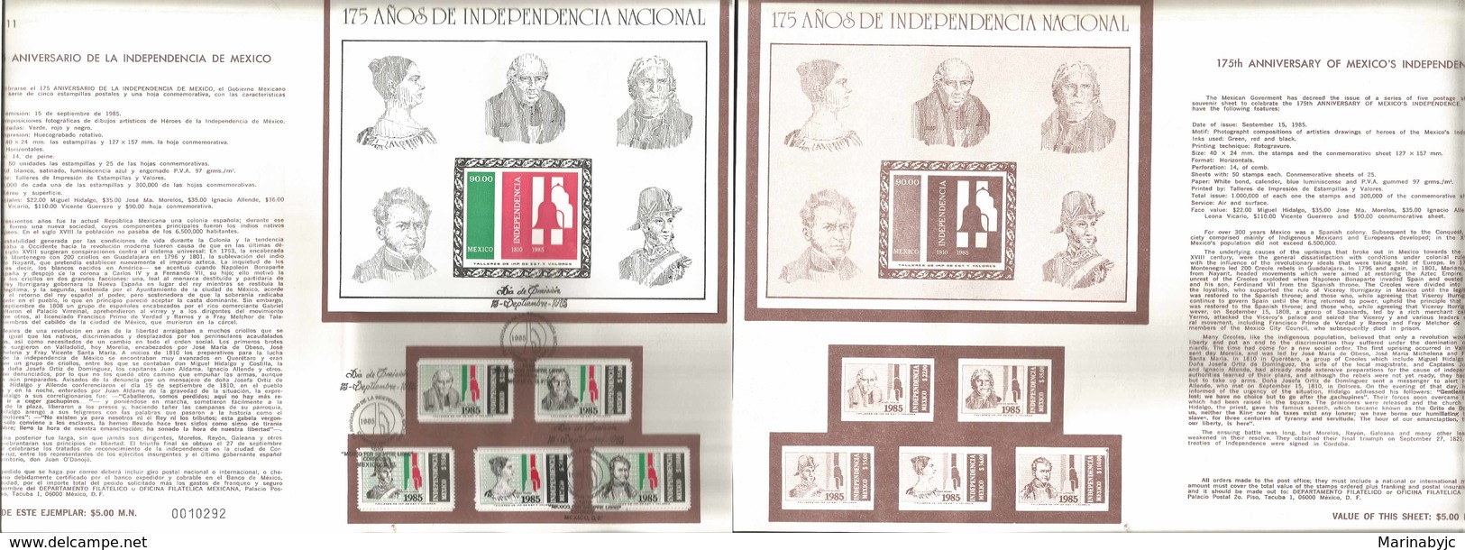 V) 1985 MEXICO, 175TH ANNIVERSARY OF MEXICO'S INDEPENDENCE, FDB - Mexico