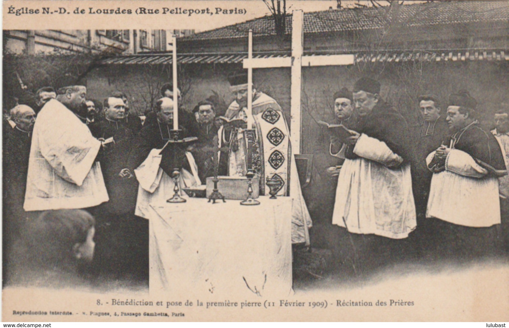 PARIS Rue Pelleport - Eglise N.D. De Lourdes - Bénédiction Et Pose De La Première Pierre - Récitation Des Prières. (11 F - District 02