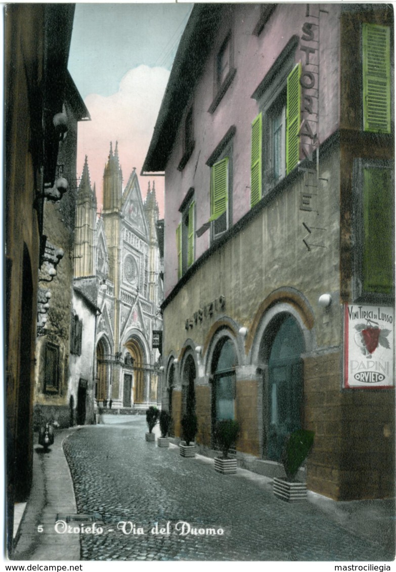 ORVIETO  TERNI  Via Del Duomo  Ristorante Maurizio  Insegna Vini Tipici Di Lusso Papini  Vespa - Terni