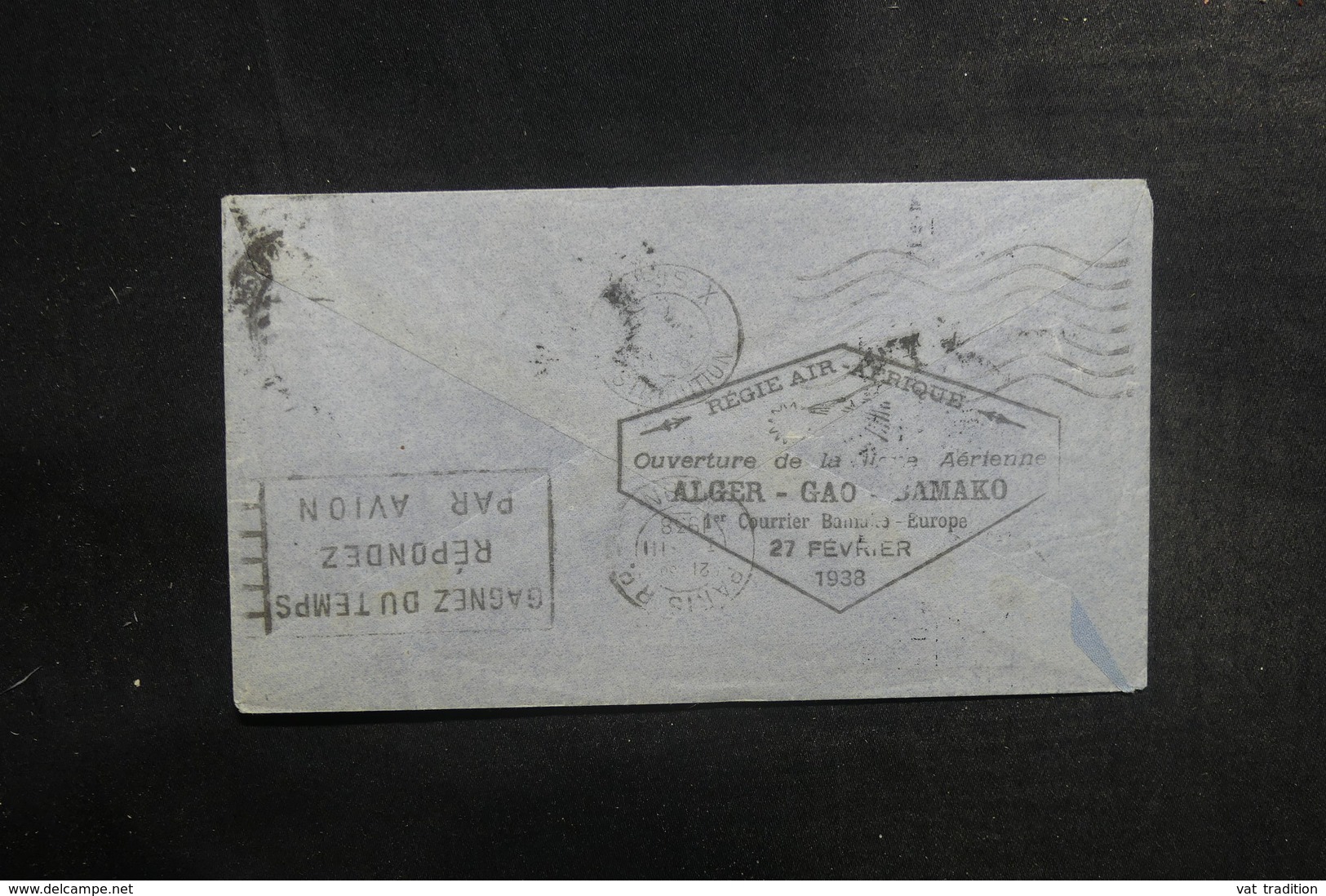 SOUDAN - Enveloppe De Bamako Pour Paris Par Avion Via Gao En 1938, Affranchissement Plaisant - L 39529 - Cartas & Documentos