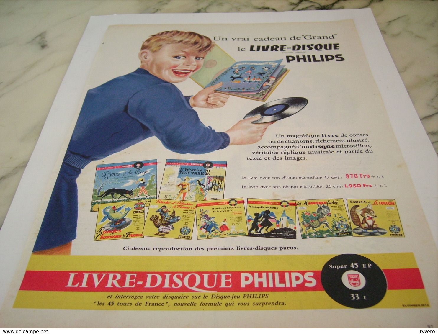 ANCIENNE  PUBLICITE LIVRE DISQUE  DE PHILIPS  1956 - Autres & Non Classés