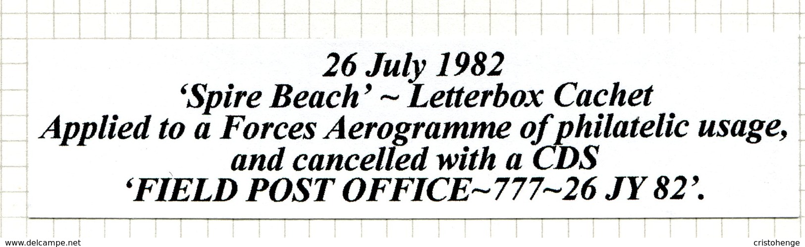 Ascension 1982 BFPO Forces Aerogramme 'Spire Beach' Cachet Cover - Ascension (Ile De L')