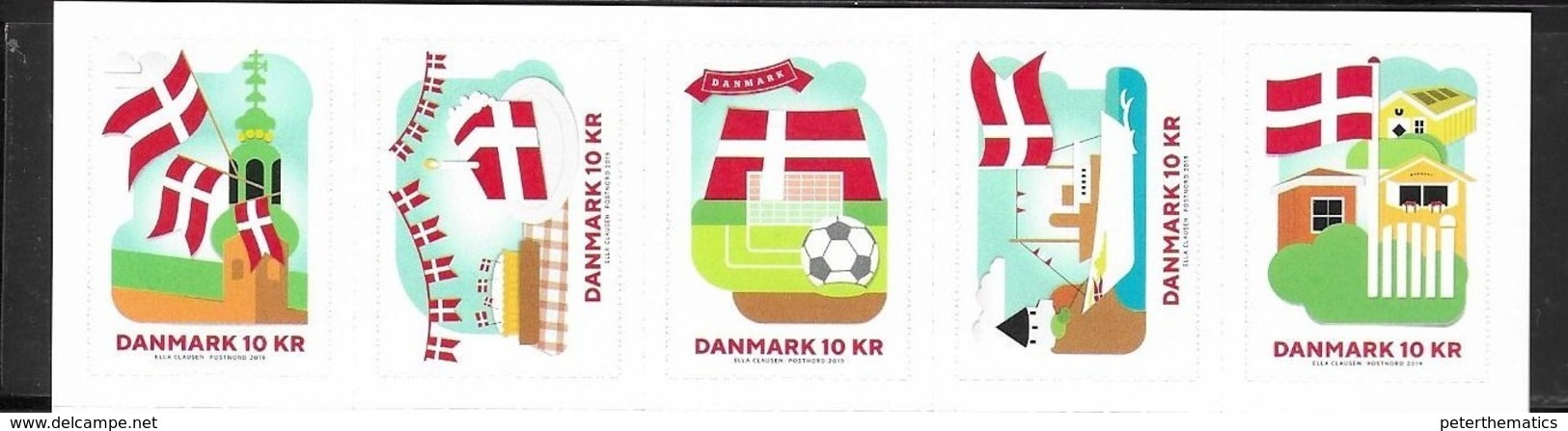 DENMARK, 2019, MNH,FLAGS, FOOTBALL, SHIPS, CAKES, 5v - Stamps