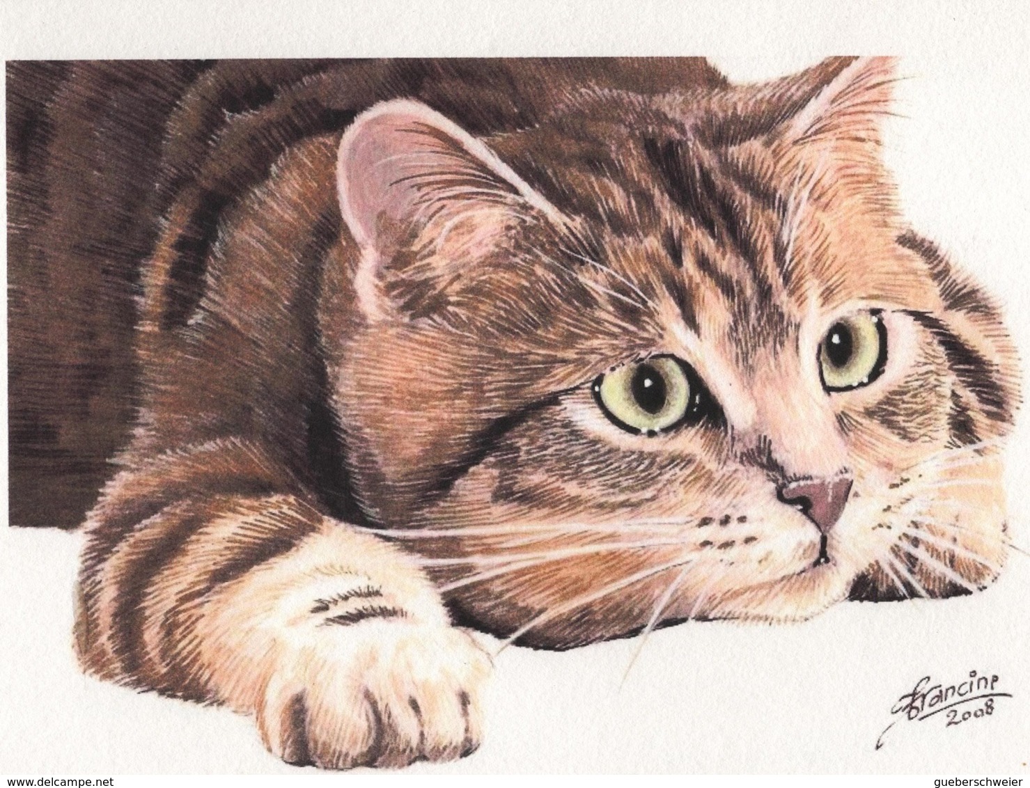 CHAT 21 - REPRODUCTION D'AQUARELLE DE FRANCINE VAN DE WALLE - LALLEMAND Tirage Limité Et Numéroté Ft 21x29 - Aquarelles