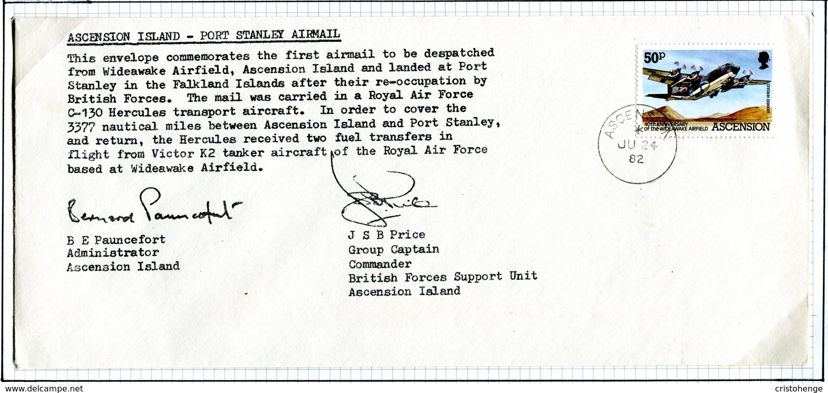 Ascension 1982 Ascension Island To Port Stanley, Falkland Islands Airmail Cover - Ascension