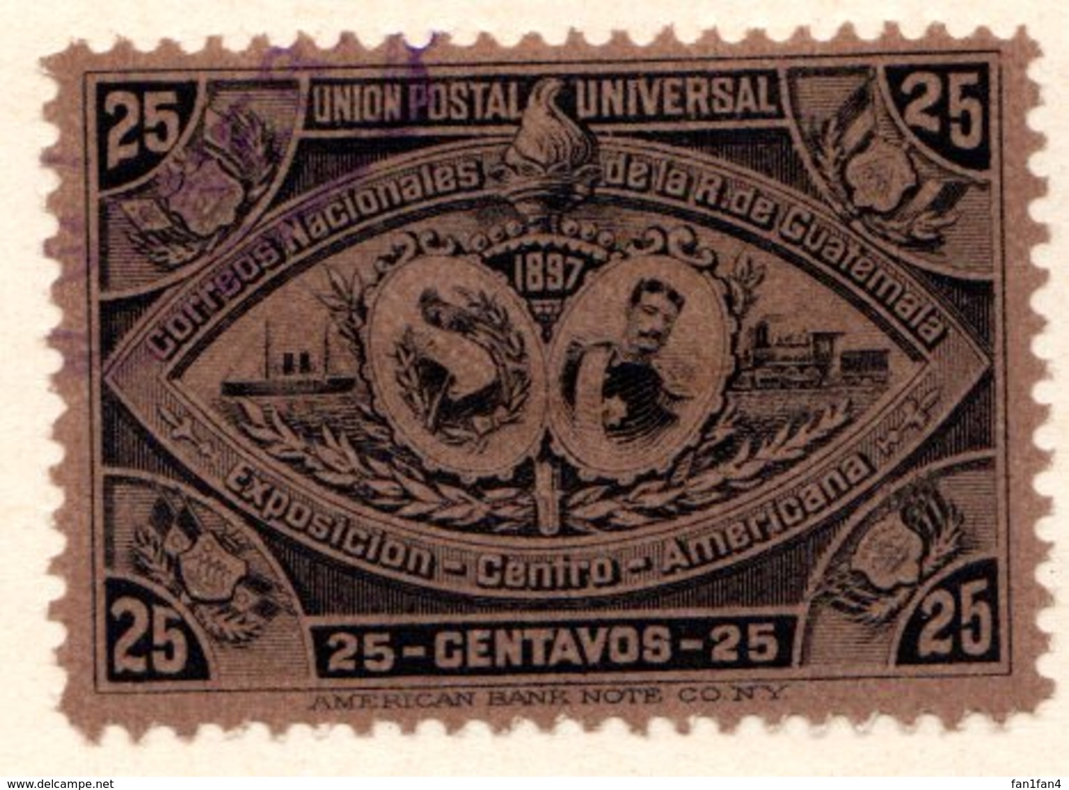 GUATEMALA - (République) - 1897 - N° 69 - 25 C. Gris-brun - (Exposition De L'Amérique Centrale) - Guatemala