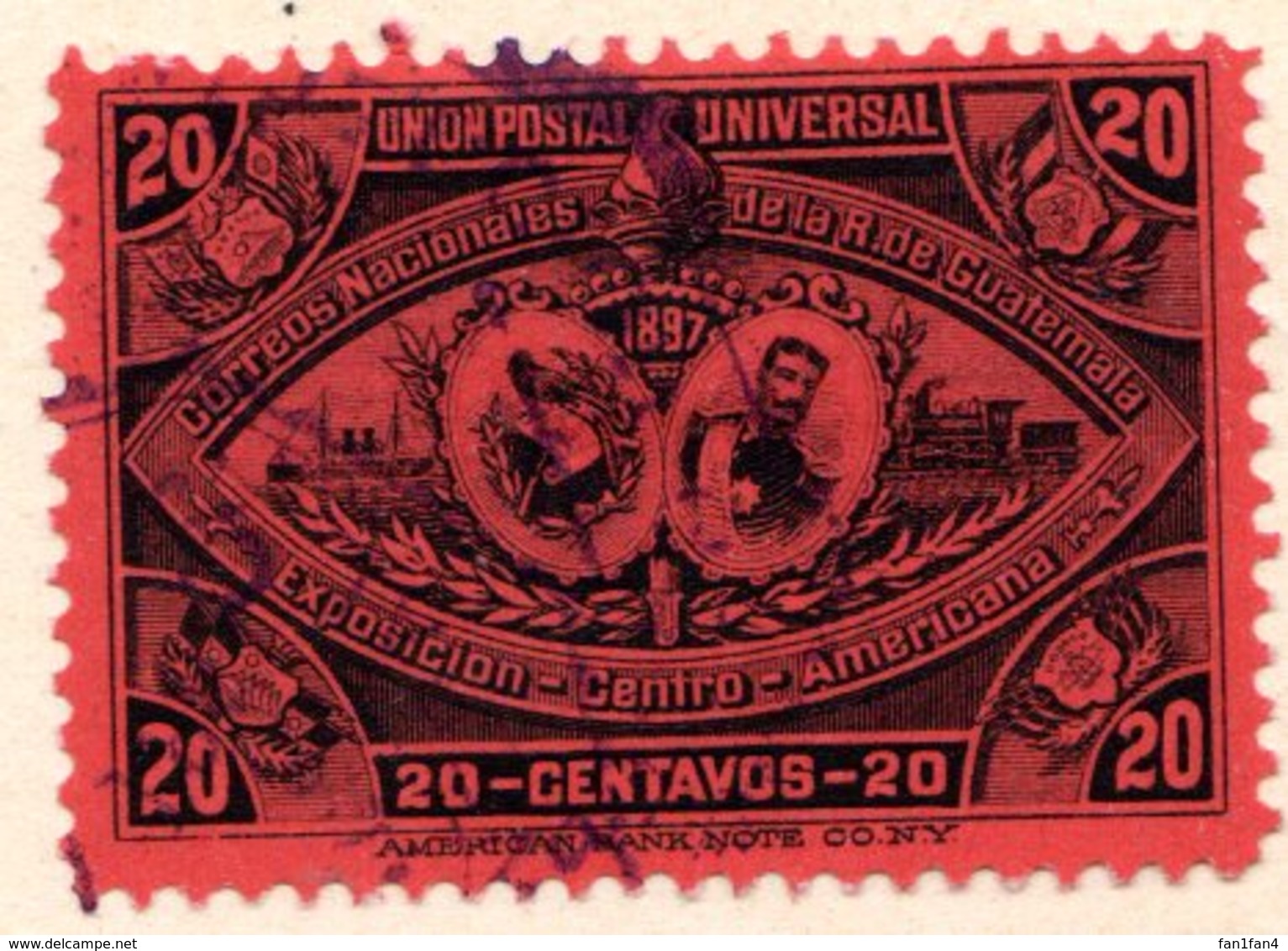 GUATEMALA - (République) - 1897 - N° 68 - 20 C. Rouge - (Exposition De L'Amérique Centrale) - Guatemala