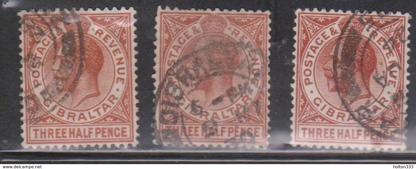 GIBRALTAR Scott # 78 Used X 3 - KGV Definitive - Gibraltar