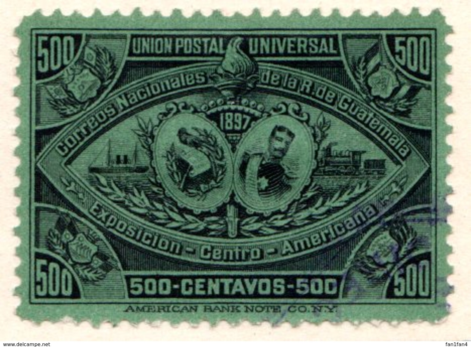 GUATEMALA - (République) - 1897 - N° 75 - 500 C. Vert Foncé - (Exposition De L'Amérique Centrale) - Guatemala