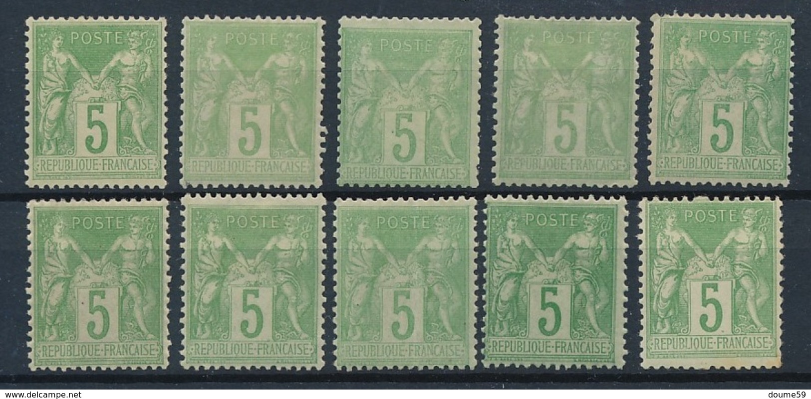 CZ-228: FRANCE: Lot Avec  Type "SAGE" N°102*(10) Pour étude - 1898-1900 Sage (Type III)