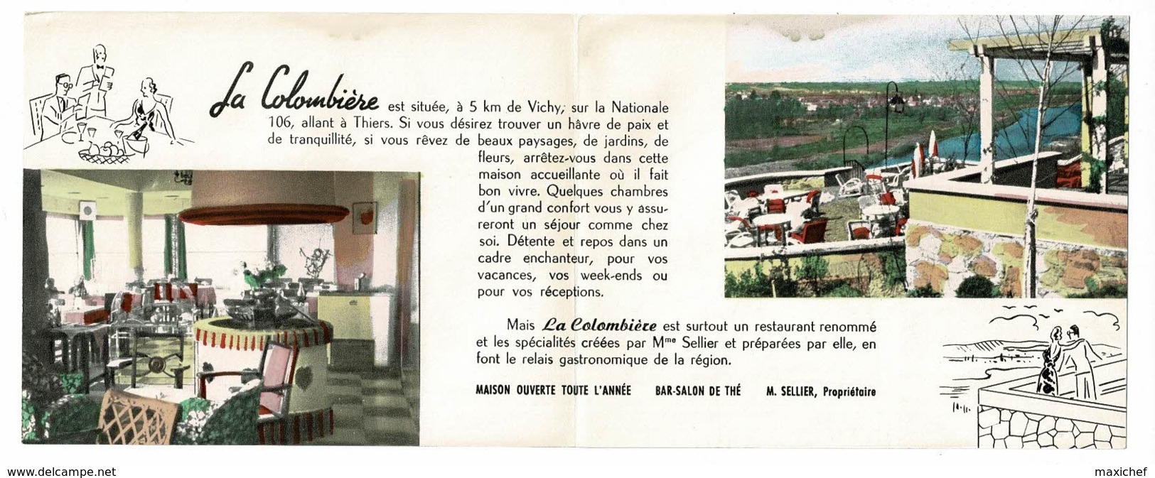 Dépliant Publicitaire 10.5 X 13.5 Cm "La Colombière" Relais De Tourisme ***A - Abrest (03) - Vues Et Plan D'accès - Publicités