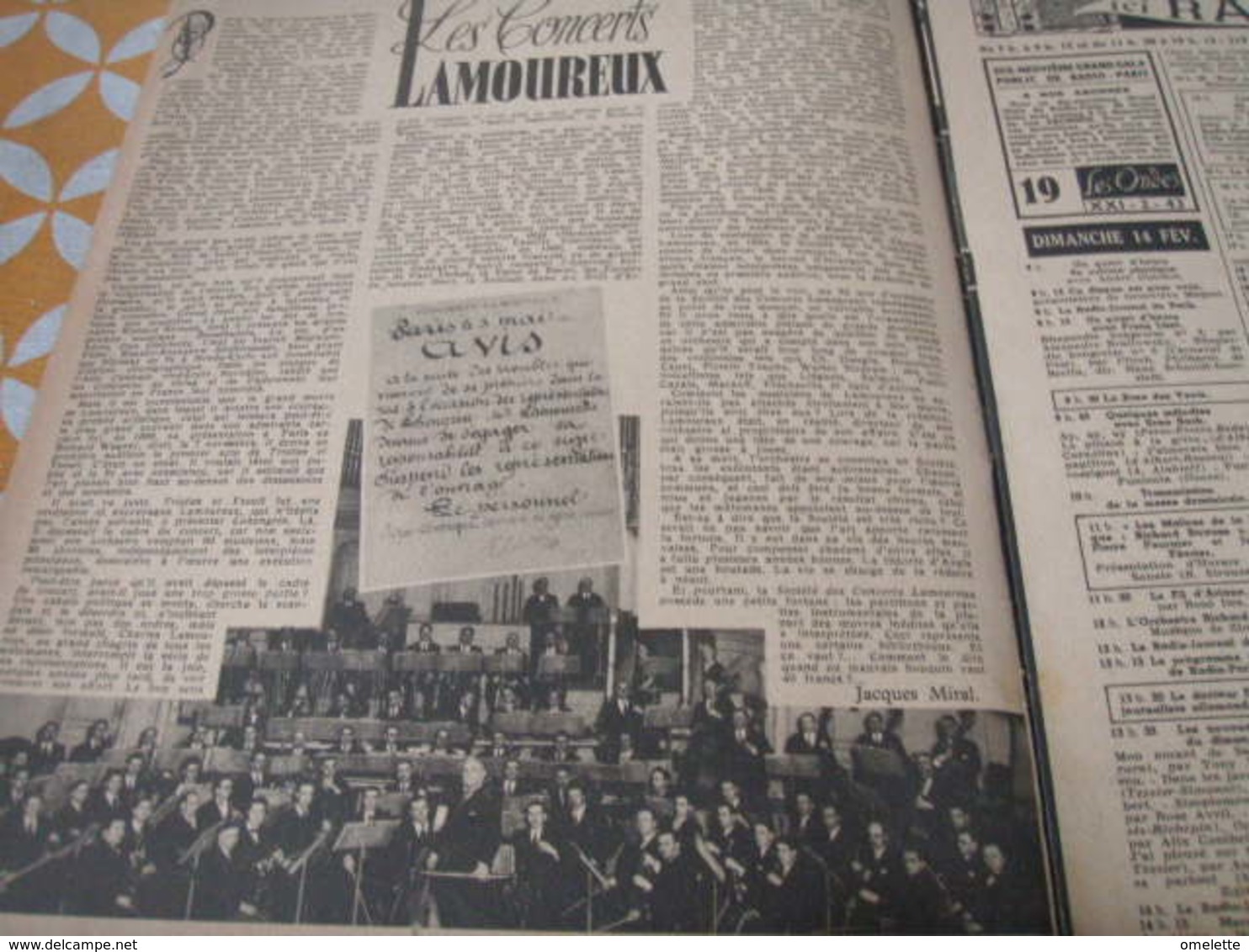 ONDES RADIO PARIS/JACQUES JANSEN/COLLABORATION TESSIER/CONCERT LAMOUREUX/JACQUES DUTAL ANNIE ROZANNE/MONY DALMES/LOTERIE - 1900 - 1949