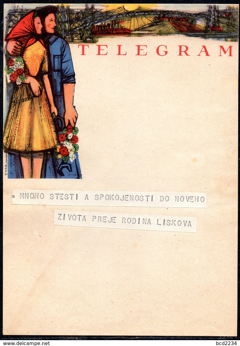 CZECHOSLOVAKIA TELEGRAM WEDDING BEST WISHES USED TÉLÉGRAMME TELEGRAMM TELEGRAMA TELEGRAMMA CZECH SLOVAKIA - Storia Postale