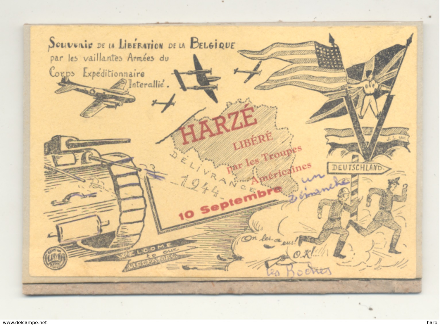 Carte (collée Sur Carton ) - Souvenir De La Libération De HARZE - AYWAILLE - Guerre 40/45  (b255) - Aywaille