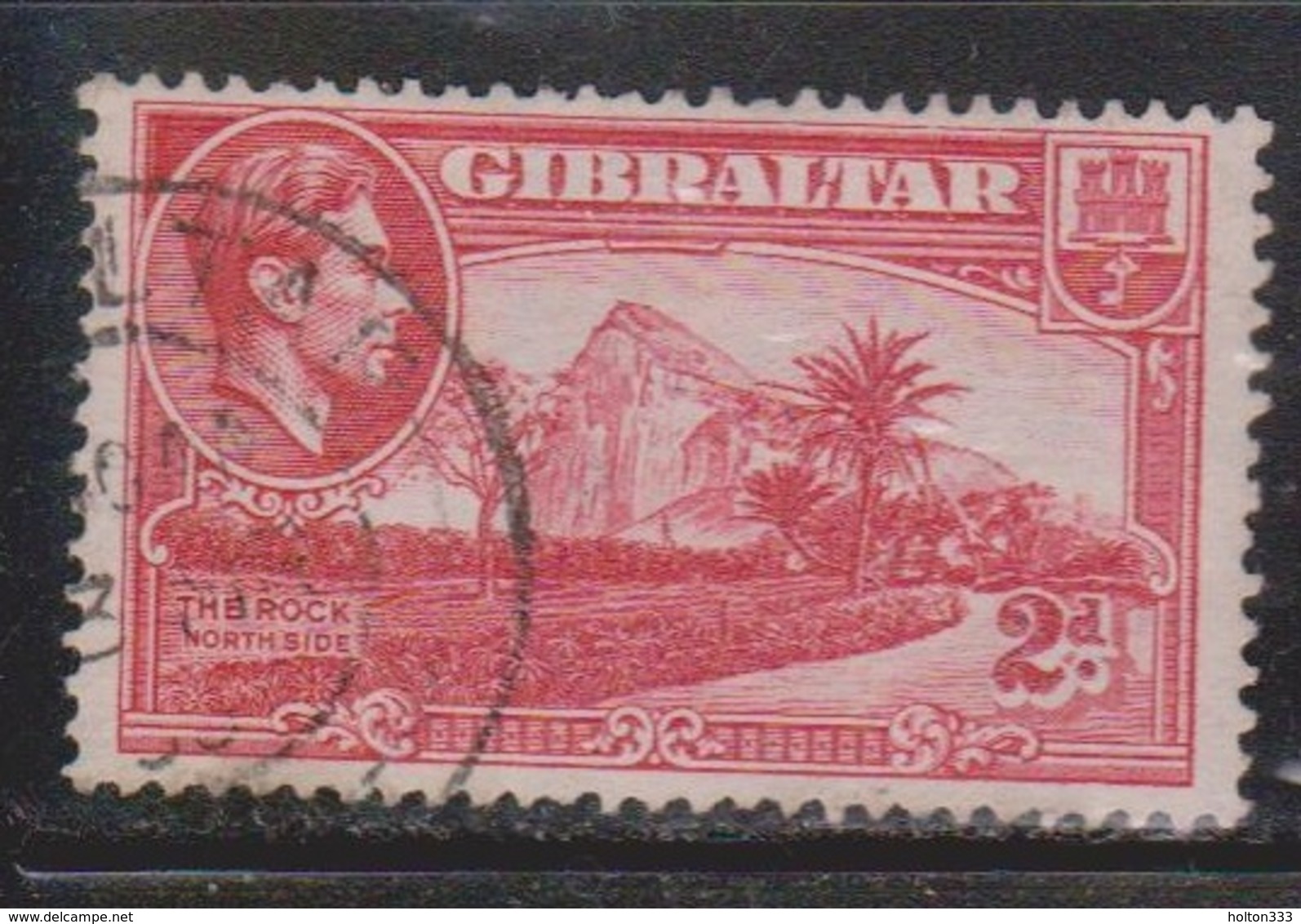 GIBRALTAR Scott # 110b Used - KGVI & View Of The Rock Northside - Gibraltar