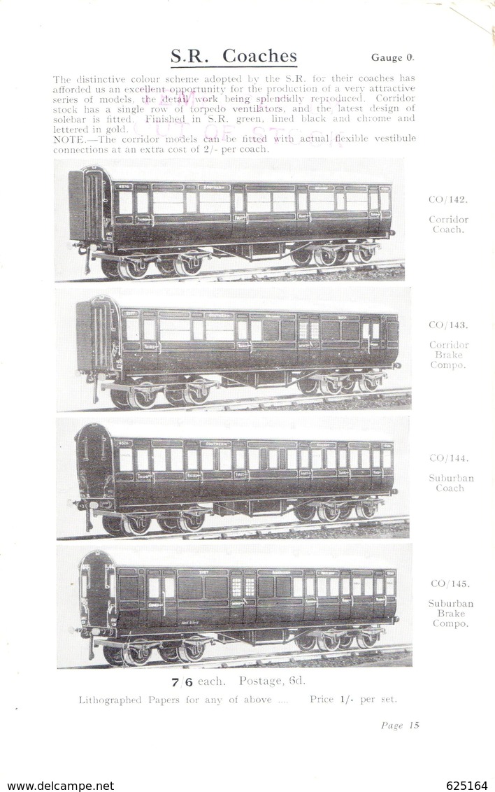 Catalogue LEEDS MODEL CO LMC 1936 O Gauge Railway Model Parts & Components Defekt - Anglais