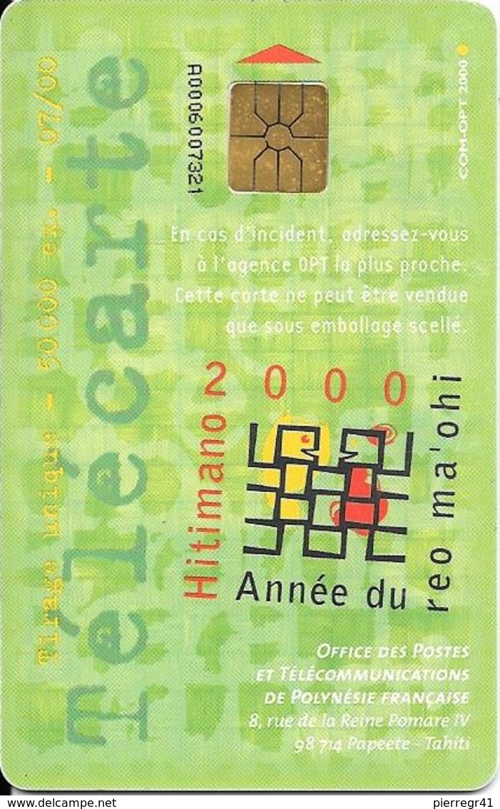 CARTE-PUCE-POLYNESIE-60U-PF106--GEMA-07/2000-HITIMANO-Utilisé Reste 6u-TBE- - Polynésie Française