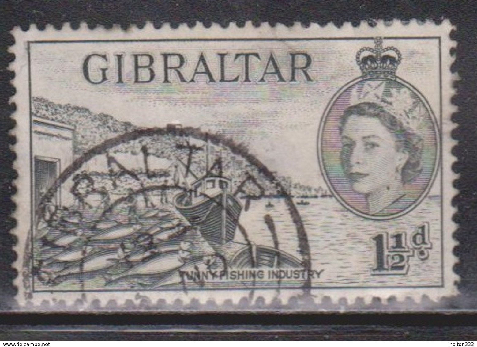 GIBRALTAR Scott # 134 Used - QEII & Fishing Industry - Gibraltar