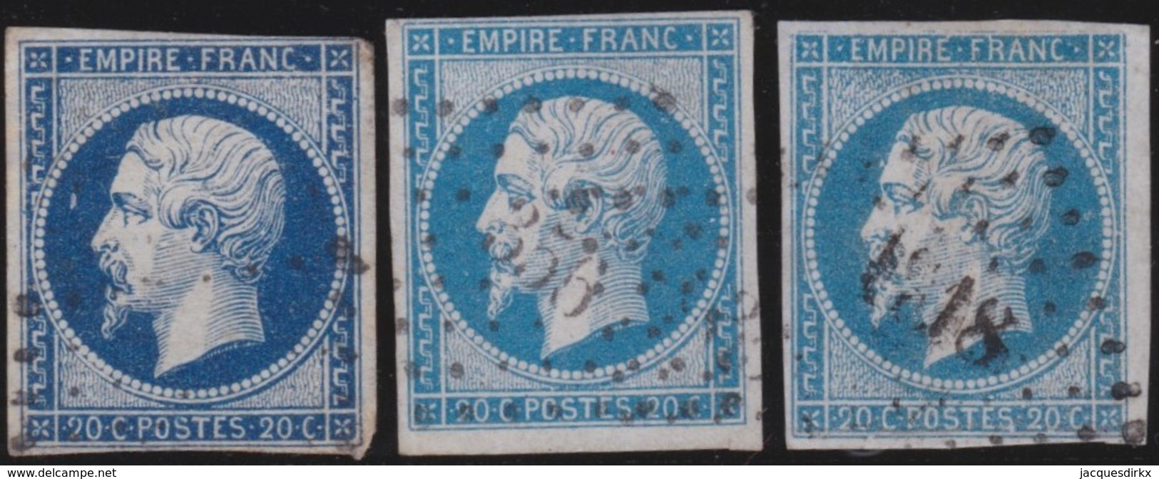 France  .   Yvert   .     14  3x      .        O          .        Oblitéré - 1853-1860 Napoleon III