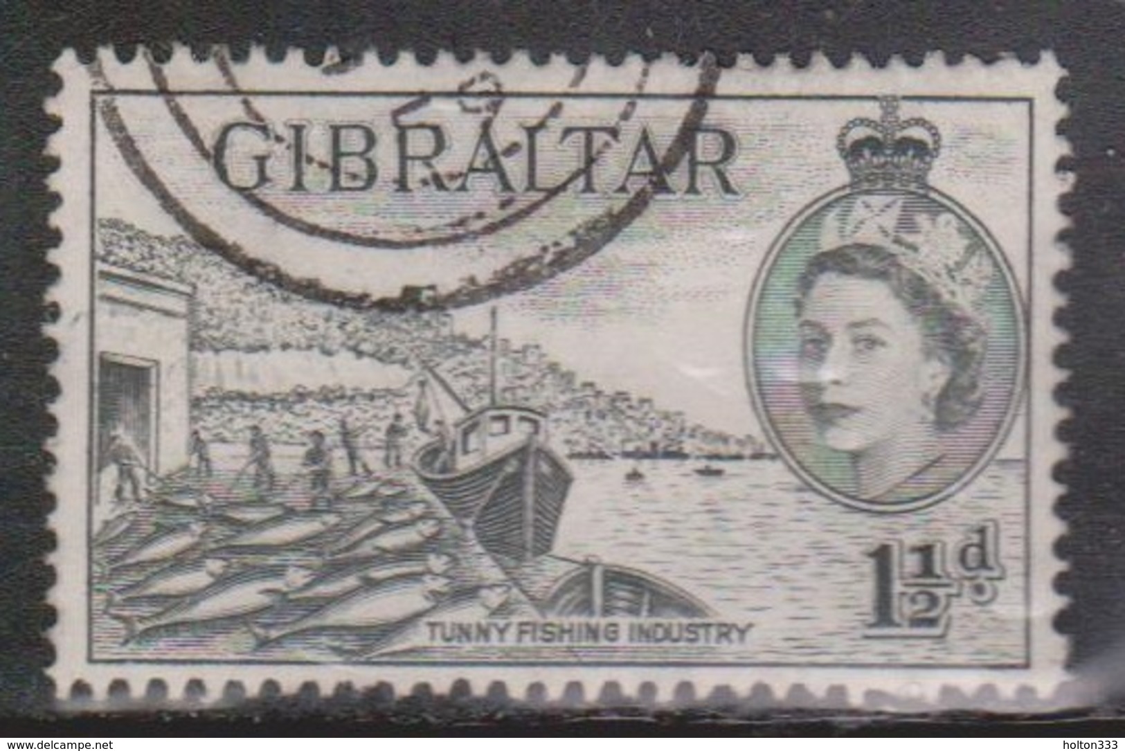 GIBRALTAR Scott # 134 Used - QEII & Fishing Industry - Gibraltar