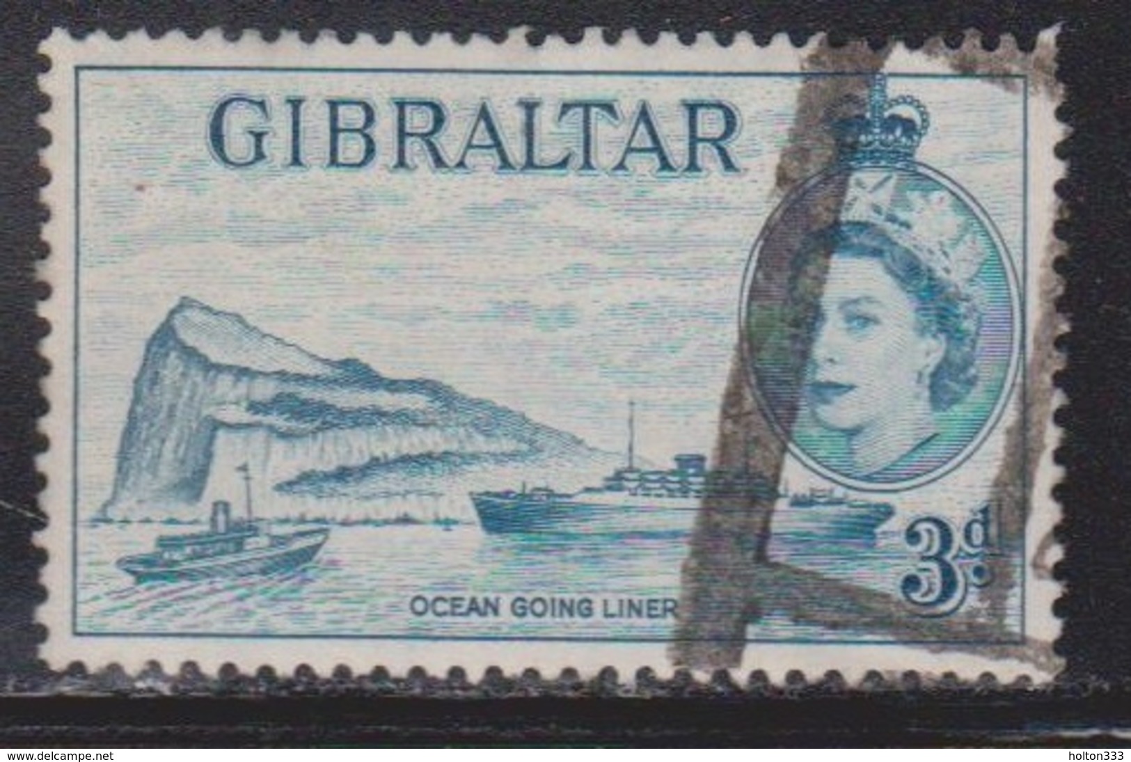 GIBRALTAR Scott # 137 Used - QEII & Ocean Going Liner - Gibraltar