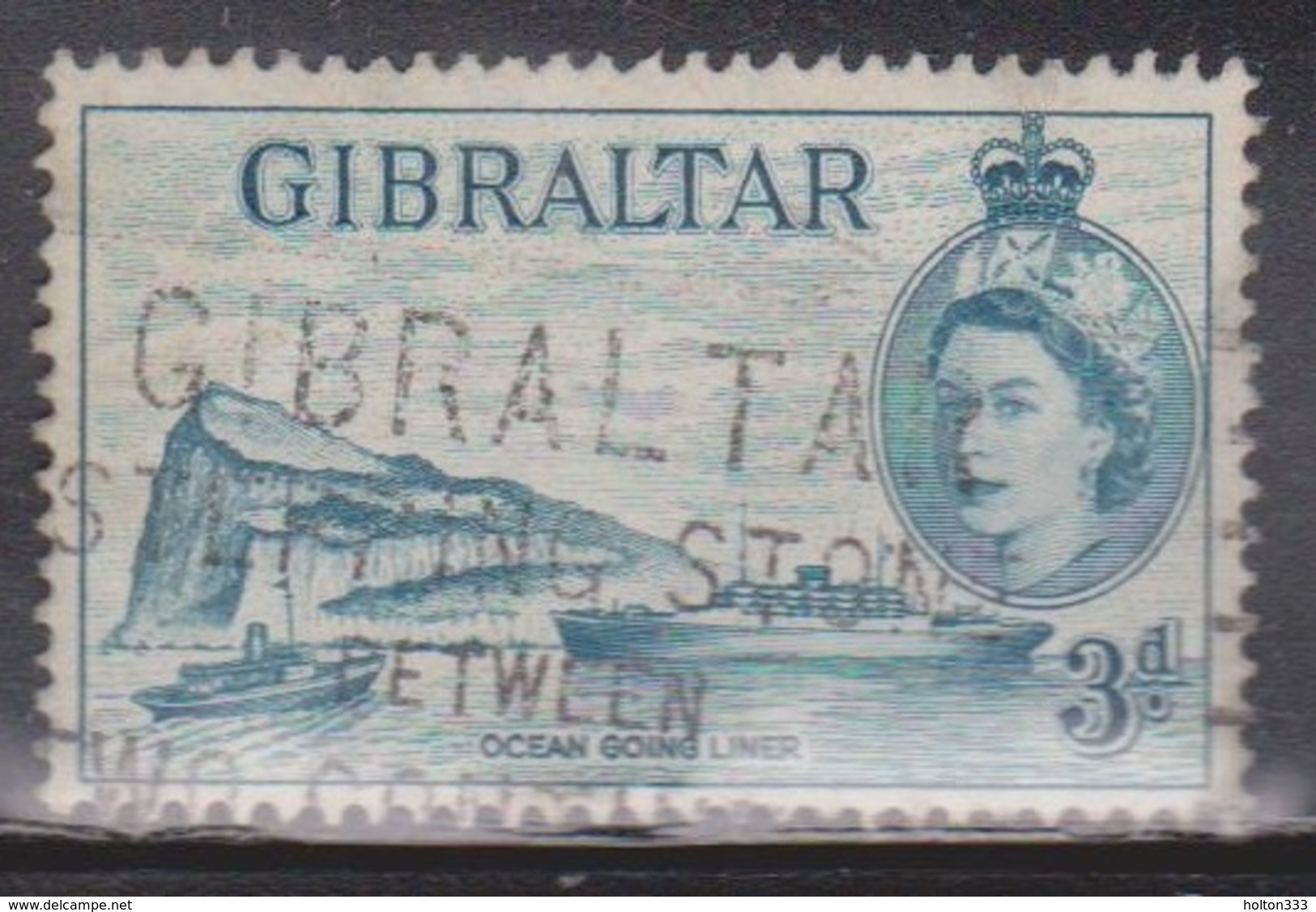 GIBRALTAR Scott # 137 Used - QEII & Ocean Going Liner - Gibraltar