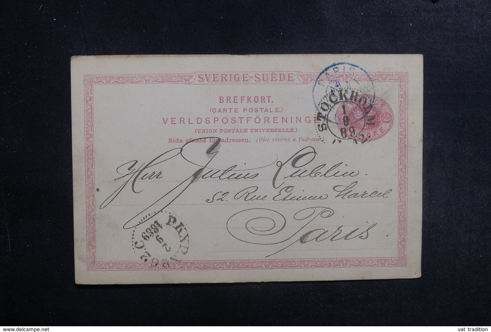 SUÈDE - Entier Postal De Stockholm Pour Paris En 1889 - L 39603 - Ganzsachen