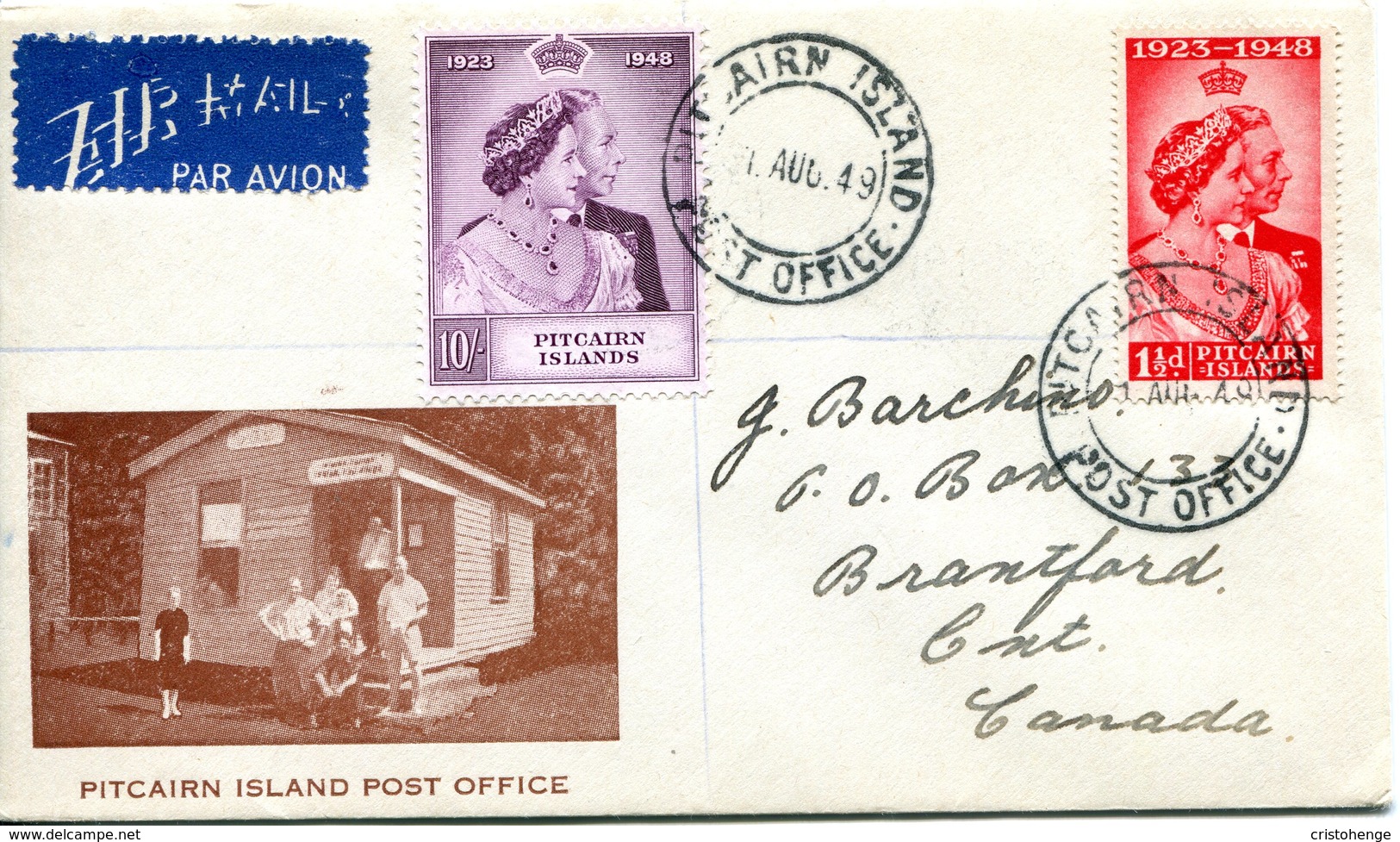 Pitcairn Islands 1949 KGVI Royal Wedding Set On FDC Cover - Pitcairn Islands