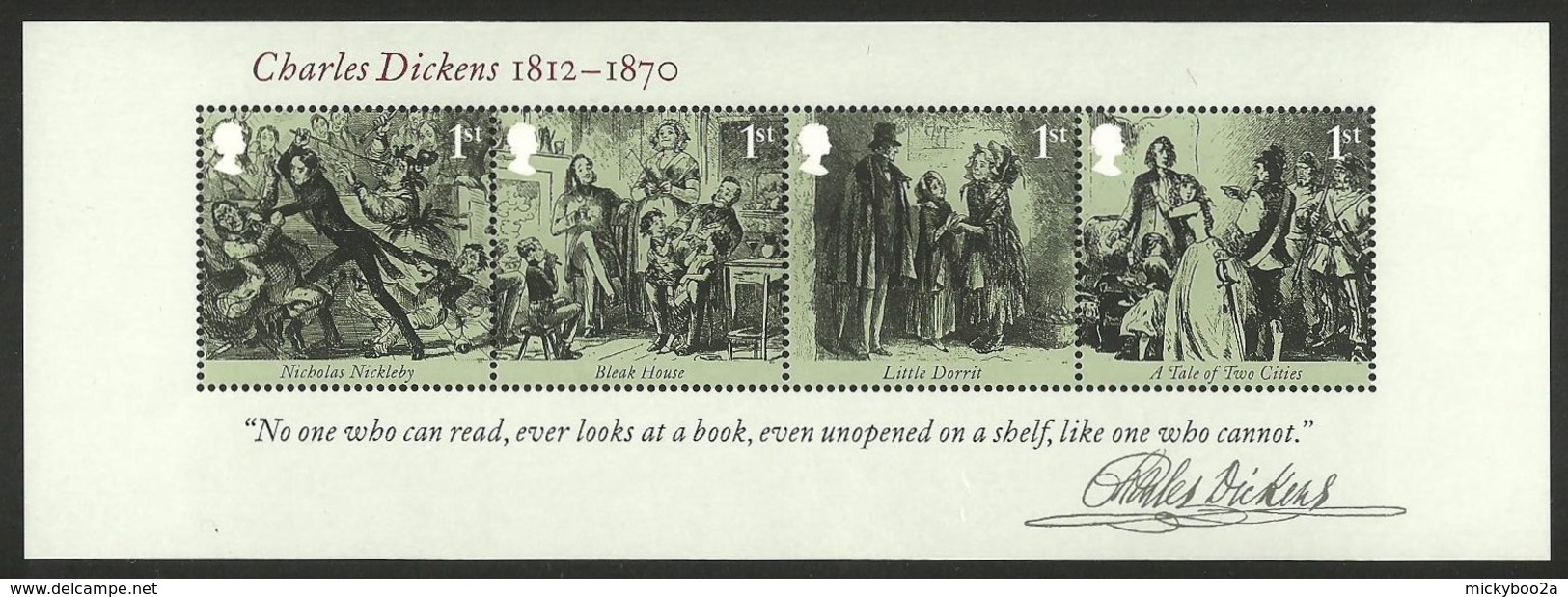 GB 2012 CHARLES DICKENS TALE OF TWO CITIES BLEAK HOUSE M/SHEET MNH - Unused Stamps