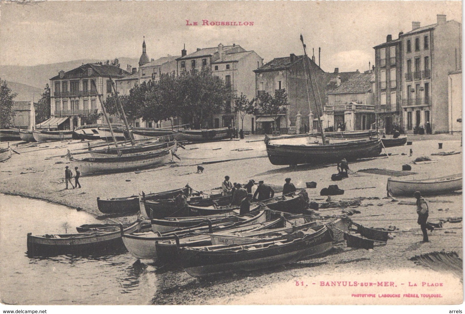 FR66 BANYULS SUR MER - Labouche 51 - La Plage - Barques De Pêche Et Pêcheurs - Animée - Belle - Banyuls Sur Mer