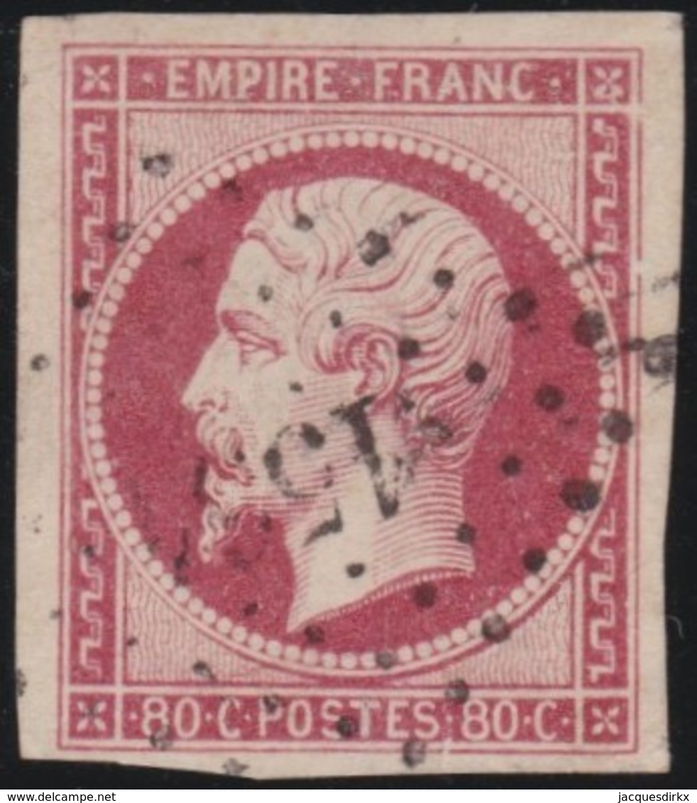 France  .   Yvert   .     17      .        O          .        Oblitéré - 1853-1860 Napoleon III