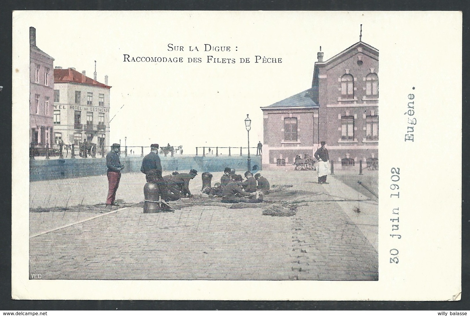 +++ CPA - Côte Belge - Métier - Pêcheur - Racomodage Des Filets De Pêche - Couleur 1902  // - Pêche