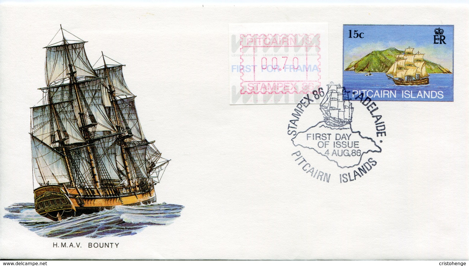 Pitcairn Islands 1986 Frama On 15c Bounty Postal Stationery Cover (SG Unlisted) - Pitcairn Islands